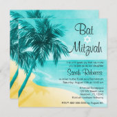 Invitations de Bat mitzvah de plage tropicale (Devant / Derrière)