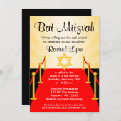 Invitations de Bat mitzvah de Red Carpet Hollywood (Devant / Derrière)