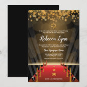Invitations de Bat mitzvah de Red Carpet Star Holl (Devant / Derrière)