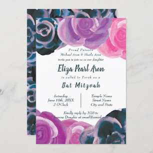 Invitations de Bat mitzvah de Roses Roses Bleues, 