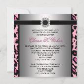Invitations de Bat mitzvah léopards roses (Dos)
