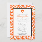 Invitations de Bat mitzvah Orange Swirl Damask (Devant)