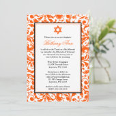 Invitations de Bat mitzvah Orange Swirl Damask (Debout devant)