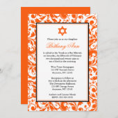 Invitations de Bat mitzvah Orange Swirl Damask (Devant / Derrière)