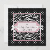Invitations de Bat mitzvah pois Pink Zebra (Devant)