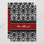 Invitations de Bat mitzvah Red Damask (Devant / Derrière)