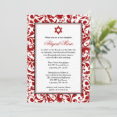 Invitations de Bat mitzvah Red Swirl Damask (Debout devant)