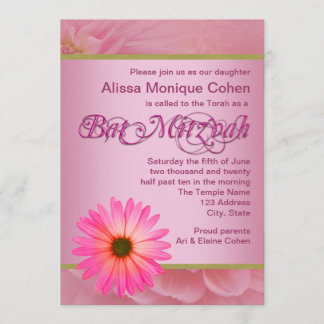 Invitations de Bat mitzvah Rose Daisy