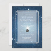 Invitations de Bat mitzvah Starry Night Blue Bar (Devant)