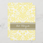 Invitations de Bat mitzvah Tan Yellow Damask (Devant / Derrière)