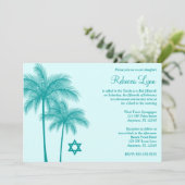 Invitations de Bat mitzvah tropicaux turquoise Pal (Debout devant)