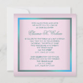 Invitations de Bat mitzvah turquoise bleu rose (Dos)