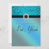 Invitations de Bat mitzvah turquoise Blue Zebra (Devant)