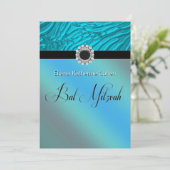 Invitations de Bat mitzvah turquoise Blue Zebra (Debout devant)