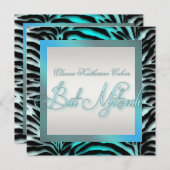 Invitations de Bat mitzvah turquoise Blue Zebra (Devant / Derrière)