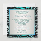 Invitations de Bat mitzvah turquoise Blue Zebra (Dos)