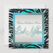 Invitations de Bat mitzvah turquoise Blue Zebra (Devant)