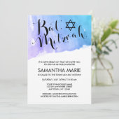 Invitations de Bat mitzvah Turquoise d'aquarelle v (Debout devant)