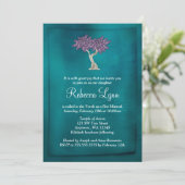 Invitations de Bat mitzvah Turquoise Purple Tree o (Debout devant)