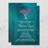 Invitations de Bat mitzvah Turquoise Purple Tree o (Devant / Derrière)