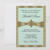 Invitations de Bat mitzvah vert menthe pâle (Devant / Derrière)