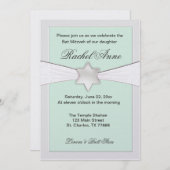 Invitations de Bat mitzvah vert menthe pâle (Devant / Derrière)