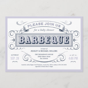Invitations de BBQ de baby shower de garçon