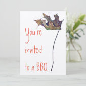Invitations de BBQ sur le papier d'Ecru de feutre (Debout devant)