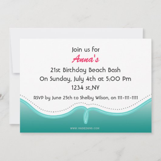 Invitations de beach party (Dos)