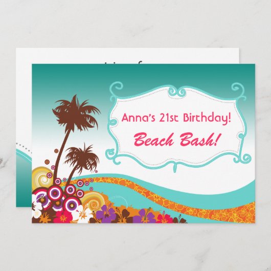 Invitations de beach party (Devant / Derrière)