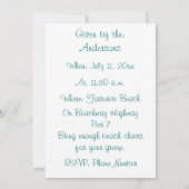 Invitations de beach party, sable océan & lunettes (Dos)