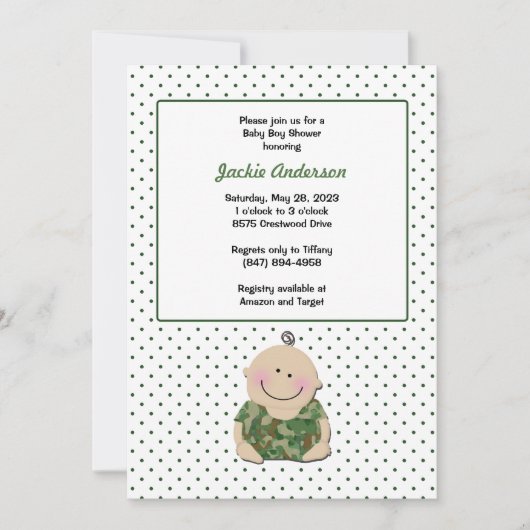 Invitations de bébé Camo Invitations de garçon Ann (Devant)