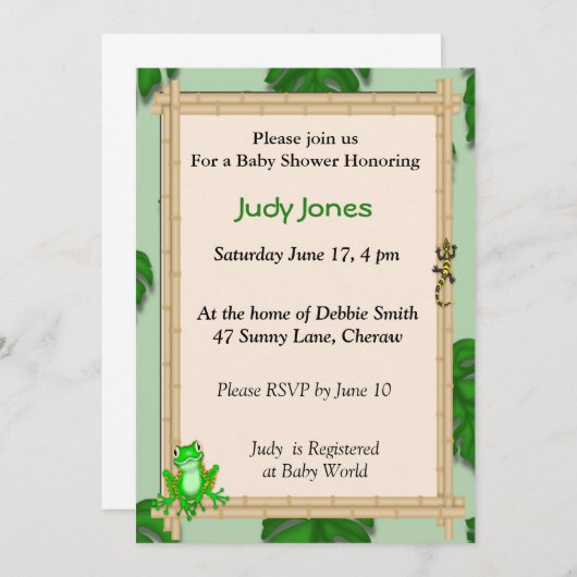 Invitations de bébé grenouille (Devant / Derrière)