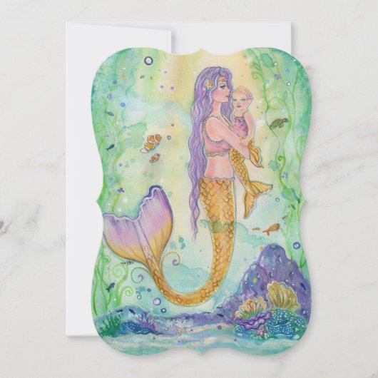 Invitations de bébé maman mermaid (Devant)