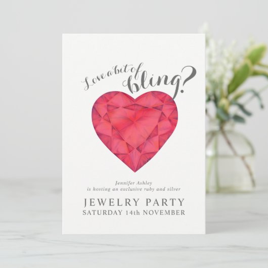 Invitations de bijoux ruby amour bling (Debout devant)