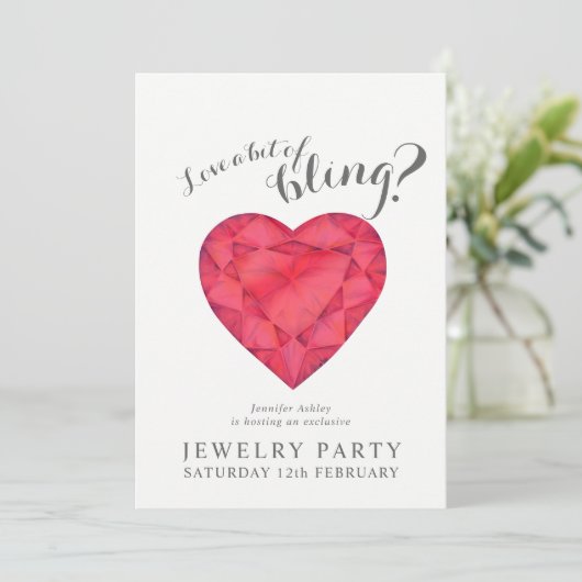 Invitations de bijoux ruby rouge amour bling (Debout devant)