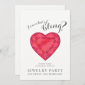 Invitations de bijoux ruby rouge amour bling (Devant / Derrière)