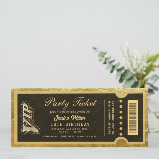 invitations de billet de fête doré (Debout devant)