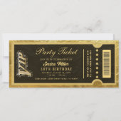 invitations de billet de fête doré (Devant)