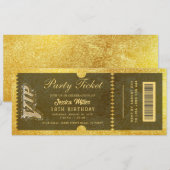 invitations de billet de fête dorées (Devant / Derrière)