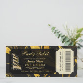 invitations de billet de fête dorées (Debout devant)