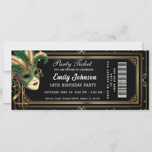 invitations de billet de parti bleu (Devant)