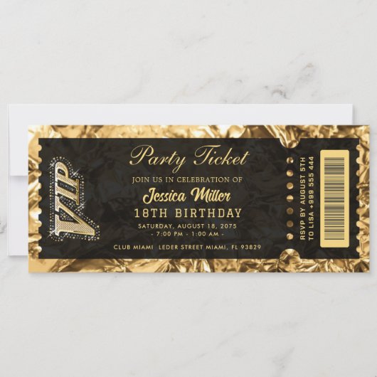 invitations de billet doré (Devant)