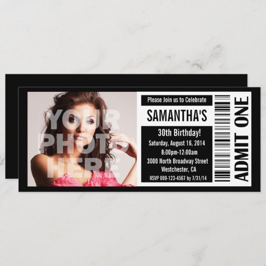 Invitations de billets, Billet noir et blanc (Devant / Derrière)