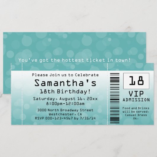 Invitations de billets BlueGreen (Devant / Derrière)