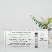 Invitations de billets de Baby shower vert/blanc (Debout devant)