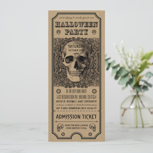 Invitations de billets de fête d'Halloween Steampu (Debout devant)