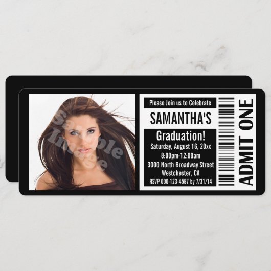 Invitations de billets de la fête de la photograph (Devant / Derrière)