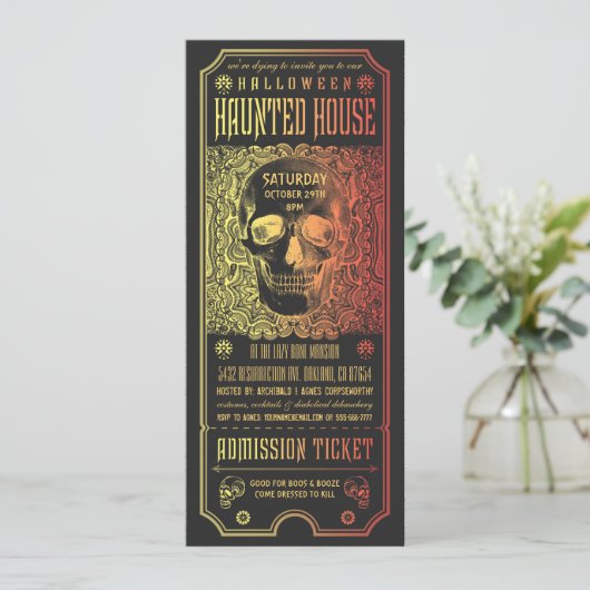 Invitations de billets de maison halloween v.2 (Debout devant)