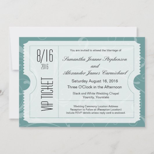 Invitations de billets de Mariage Dusty Blue VIP (Devant)